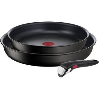 Tefal Pfannen-Set »Ingenio Unlimited«, Aluminium, (Set, 3 tlg., Tefal Ingenio Unlimited Pfannenset, 2 teilig, Ø 22, 26 cm, 1 Griff), stapelbar, Antihaftversiegelung, Induktion, Made in France, kompakt schwarz