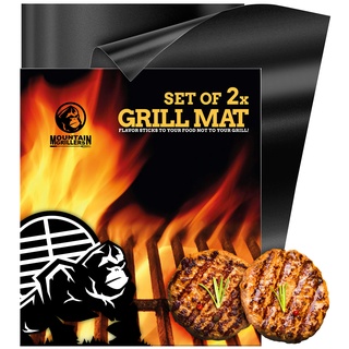 MOUNTAIN GRILLERS BBQ Grillmatte 2er-Set Antihaft Feuerfeste Backmatte für Gasgrill und Holzkohlegrill - wiederverwendbares Grillzubehör - Pflegeleicht und geschirrspülergeeignet