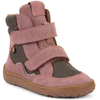 Barfußschuh FRODDO "BAREFOOT TEX WINTER", Mädchen, Gr. 31, rosa (grau, rosa), Textil, Veloursleder, Basic, Schuhe Barfußschuh, Klettschuh, Winterstiefel mit TEX-Membrane