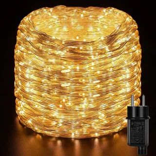 Globalink LED Lichterkette Außen Weihnachtsbeleuchtung IP44 mit Stecker 8 Modi für innen und außen Hochzeit Party Garten Deko & Memory-Funktion Beleuchtung Weihnachten Geländer Balkon Dekoration