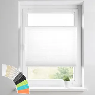 HOMEDEMO Plissee Klemmfix ohne Bohren Jalousien, Weiß, 90x130cm(BxH), Plisseerollo Fensterrollo mit Klemmträger, Faltrollo Klemmrollo Sicht-und Sonnenschutz Rollos für Fenster & Tür