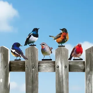 5 Stück Gartendeko Bemalte Vogel, Wetterfest Vögel Gartenstecker Deko | Gartendeko für draußen Metall Bunt Bemalte 2D Vogel Baumstecker für Frühling Bäume Gartendekoration Holz Zaunfiguren