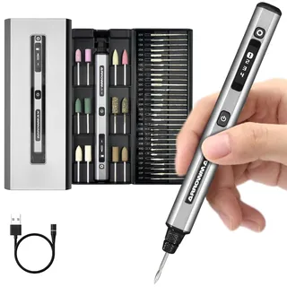 ARROWMAX Mini-Gravierstift, HollowCup-Motor, 42 Bits mit Aluminiumgehäuse, OLED, magnetische Ladung, Mini-Rotationswerkzeug, kabelloser Gravierstift für Schmuck, Metall, Glas und Kunststoff (SGS)