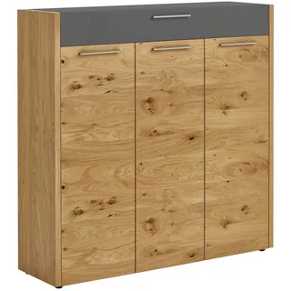VOSS Lina 127 x 126 x 37 cm grau / holzfarben mit 8 Fächern und 1 Schublade