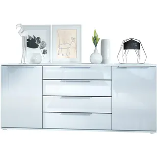 Vladon Sideboard Porto Weiß Hochglanz , Holzwerkstoff , 166.5x72.5x35 cm , Kleinmöbel, Kommoden, Sideboards