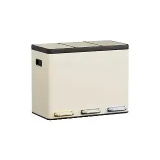 Mülltonne, Edelstahl, 3 Fächer, Beige, 3x 15L (45L)-a