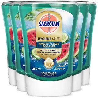 Sagrotan No-Touch Nachfüller Summer Limited Edition – Für den automatischen Seifenspender – 5 x 250 ml Handseife