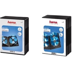 Hama DVD-Hüllen für 6 DVDs (Auch passend für CDs und Blu-Rays, Mit Folie zum Einstecken des Covers) 3er-Pack, schwarz & DVD-Hülle für 4 DVDs (auch passend für CDs und Blu-Rays) 5er-Pack, schwarz