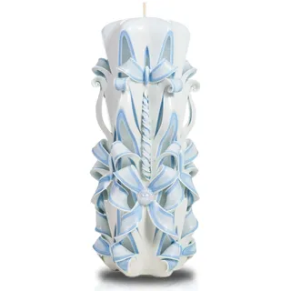 NOVECRAFTO Handgeschnitzte große Kerze – weiße, pastellblaue Kerzen aus umweltfreundlichen Materialien – perfekte Heimdekoration & Geschenkkerzen für viele Anlässe