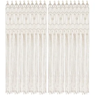 Osunnus Boho Makramee Fenstervorhang Raumteiler Türvorhang 79 x 35 Zoll Groß Lange Makramee Wandbehang für Wohnzimmer Schlafzimmer Bohemian Home Decor Hochzeit Hintergrund Traumfänger - 2 Paneele