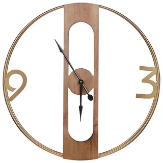 Beliani Wanduhr Heller Holzfarbton ø Holzwerkstoff, 50x50x2 cm Braun