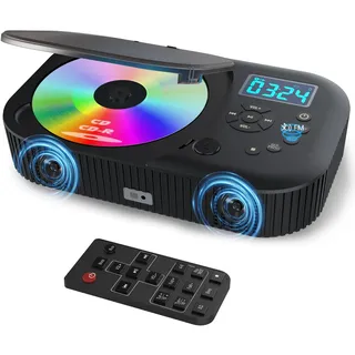 MONODEAL CD Player Tragbar, Tragbarer CD Player mit Zwei Stereo Lautsprechern und Bluetooth & Radio, Wiederaufladbar CD Player Tragbar mit Radio, Discman CD Player, Unterstützung AUX/USB