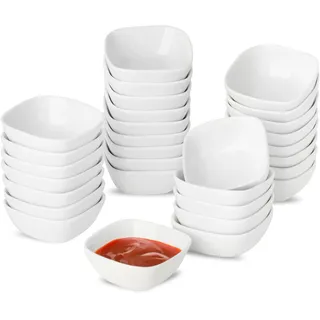 UIBFCWN Keramik Dipschalen 30er-Set, 60ml Quadratische Saucenschälchen, Dip Schälchen klein, Tapas Schalen, Sushi & Sojasauce Schälchen, kleine Schälchen für Dip, Sojasauce, Sushi, Gewürz