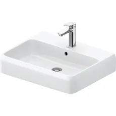 Duravit Qatego Aufsatzwaschtisch, 600x470mm, mit Überlauf, Unterseite geschliffen und glasiert, 238260, Farbe: 1 Hahnloch, mit HygieneGlaze