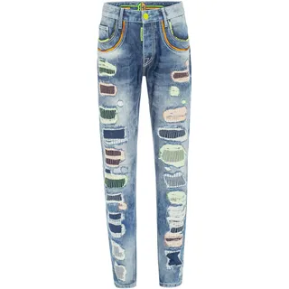 5-Pocket-Jeans CIPO & BAXX "Cipo & Baxx Jeans", Herren, Gr. W34/L34, Länge 34, blau, Obermaterial: 100% Baumwolle CO., uni, slim fit, Jeans 5-Pocket-Jeans, mit farbigen Ziernähten
