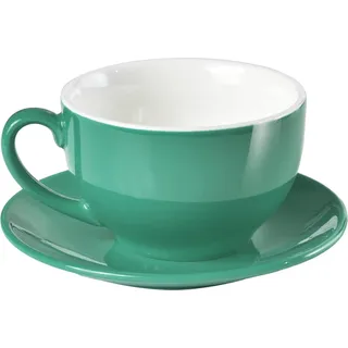 ionEgg Porzellan Kaffeetasse mit Untertasse 220ml/7oz für Cappuccino, Latte und Tee, cyan