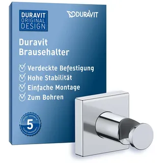 Duravit Universal Brausehalterung, Duschkopfhalterung für Handbrausen, Brausehalter eckig, Chrom