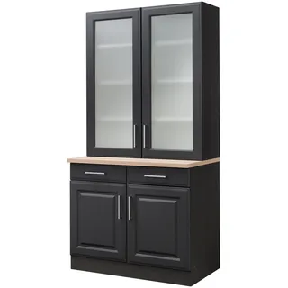 KOCHSTATION Küchenbuffet »KS-Stockholm« hochwertige MDF-Fronten, 2 Glasrahmentüren, 200 cm hoch, viel Stauraum, grau