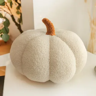 Kürbis Kissen, 20 cm Kürbiskissen, Pumpkin Pillow, 3D Halloween Plüsch Kürbis Kissen, Halloween Deko Plüschkissen, Herbst Pumpkin Pillow, Thanksgiving Dekokissen Herbst Decoration Kürbiskissen(Weiß)