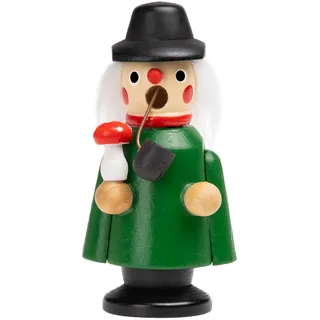 SIKORA Kuttenmännchen Mini Räuchermännchen aus Holz Räucherfigur Deko Weihnachtsfigur - RM-K, Farbe/Modell:K03 Pilzesammler grün, Höhe in cm:Höhe ca. 9 cm