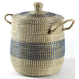 locker Wäschekorb »ORIENT« Wäschesammler mit Deckel, aus Seegras, Höhe ca. 53 cm (incl. Deckel), weiß