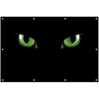 Wallario Outdoor-Poster für Garten oder Balkon, Motiv Grüne Katzenaugen bei Nacht, in ca. 100 x 150 cm - Schwarz