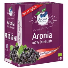 Aronia ORIGINAL Bio Aronia Muttersaft aus österreichischem Anbau | 3 Liter Bio Direktsaft aus 100% Aroniabeeren | Vegan, ohne Konservierungsstoffe, ohne Zuckerzusatz (lt. Gesetz)