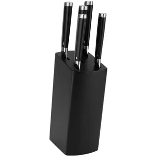 Justinus Messerblock , Schwarz, Silberfarben , Holz, Metall , 6-teilig , 18x36x11 cm , Küchenmesser, Messerblöcke