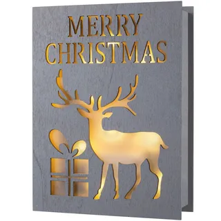 WeRChristmas Weihnachtsbuch mit Rentiermotiv, Holz, 20 cm, Mehrfarbig