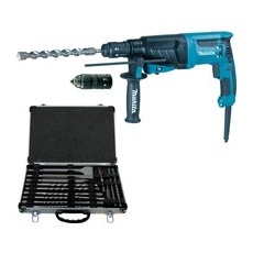 Makita Bohrhammer HR2630TX mit SDS-Plus inkl. 17-tlg. Bohrer- & Meißelset 800 W