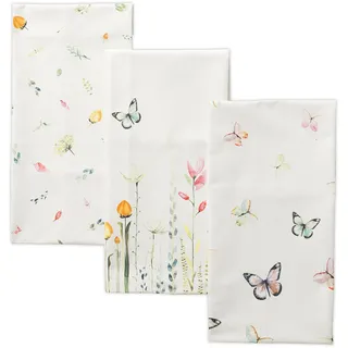 Maison d' Hermine Botanical Fresh 100% Baumwolle Set von 3 Multi-Purpose Küchenhandtuch | Bar Handtücher | Frühling/Sommer (50 cm X 70 cm)