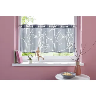 Scheibengardine OTTO HOME "Anna" Gr. 3, grau, B:90cm H:45cm, Ausbrenner, Polyester, Gardinen, Scheibengardine, Viskose & Polyester, Äste-Motiv