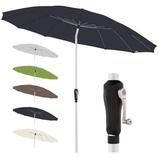 Doppler Sonnenschirm Asia Look SL-AZ Auto Tilt 250cm Anthrazit I Gartenschirm knickbar I Kurbelschirm mit UV-Schutz 50+ I Kurbelschirm aus Aluminium I regenabweisendes Polyester-Schirmdach