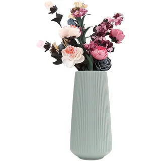 Kunststoff Vase, Imitation Keramik Blumenvasen, Moderne Dekorative Blumenvase, Nordic Blumenvasen, Vasen für Tischdeko für Küche Wohnzimmer Schlafzimmer Office, 30,5 cm groß(Grün)