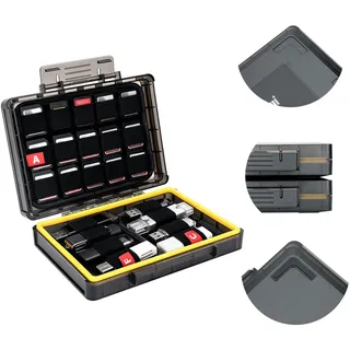 KIWIFOTOS Stapelbarer Rutschfester Robuster Wasserabweisend Speicherkarten Schutzbox für 16 USB Sticks/30 Speicherkarten CFexpress Type A/SD/Nintendo Switch (NS) Game Card/PSV/PS Vita Karte