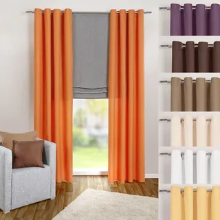 heimtexland ® Ösenschal Vorhang in orange Uni Blickdicht Aber lichtdurchlässig HxB 245x140 cm - Dekoschal Microfaser mit wunderschön leichtem Fall - Gardine Typ117