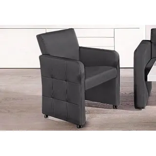 exxpo - sofa fashion Esszimmersessel »Barista, Loungesessel auf Rollen mit hoher Bodenfreiheit« Barista Clubsessel auf Rollen mit schmalen Armlehnen, modernes Design, grau