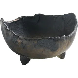Wazakura Banko Series Bonsai Schale, japanisch, handgefertigt, rustikal, halbmondförmig, 12 cm, hergestellt in Japan, dekorative Blumenvase, unglasierte Zimmerpflanzenschale – Schwarz und Braun
