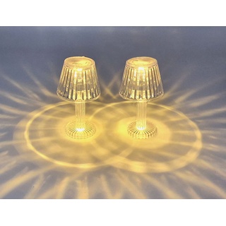 Spetebo LED Mini Tischleuchte warm weiß in Kristall Optik - konisch / 12 cm - Kleine moderne Deko Tisch Lampe Batterie betrieben - Dekoleuchte Stimmungslicht Diamant Look kabellos