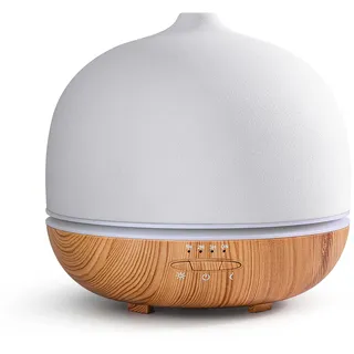 JESMAY Aroma Diffuser Keramik 500ml Premium Ultraschall Luftbefeuchter Diffusor für Ätherische Öle Timer-Einstellung & 10-Farben-LED BPA-Frei Diffuser Weiß für Schlafzimmer Wohnzimmer Büro Yoga