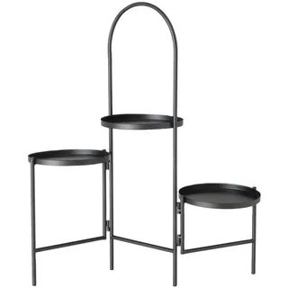 Boltze Home Blumenständer Schwarz 68 cm 3 Ebenen , Metall , 34x68x50 cm , Wohnzimmer, Wohnzimmertische, Blumenständer