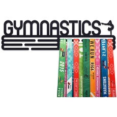 United Medals Gymnastics Medaillenhalter Gymnastik für 48 Medaillen Aufbewahrung - Turnerin Geschenk - Medal Holder Hanger Display Rack - Schwarz
