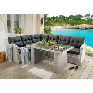 Gartenlounge-Set DESTINY "RIVIERA", weiß (vintage weiß), B:300cm T:256cm, Obermaterial: 100% Polyester. Füllung: 100% Polyurethan, Sitzmöbel-Sets, Gartenlounge-Set, Aluminium, Polyrattan