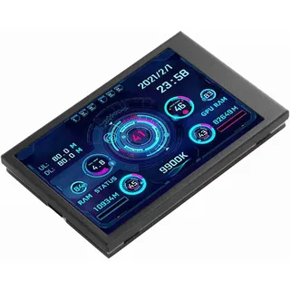 Tonysa 3,5 Zoll IPS Computertemperaturüberwachung, Kleiner Bildschirm für PC CPU RAM Festplattendaten, Echtzeit Datenüberwachung (Schwarz)