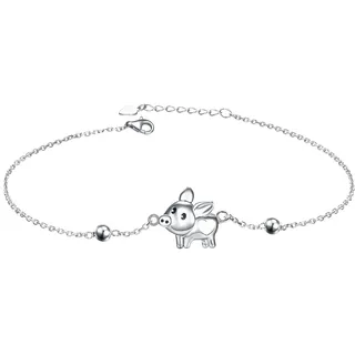 Flyow (Gesundheit und Langlebigkeit) S925 Sterling Silber Fußkettchen für Damen Frauen Tier Schildkröte Charme Einstellbare 9 10 11 Zoll Fuß Knöchel Armband Schmuck Geburtstagsgeschenk