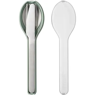Mepal - Besteck 3-teiliges Set Ellipse - Besteck-Set für unterwegs - Besteht aus einem Messer, Gabel & Löffel - Besteck-Set mit Reiseetui - Edelstahl - Nordic Sage