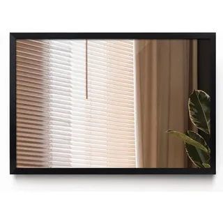 Coloray – Badspiegel – Rechteckig Spiegel – Glas Wandspiegel Kosmetikspiegel - Schwarz Rahmen MDF - 100 cm x 70 cm - Schwarz