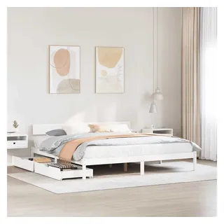 vidaXL Massivholzbett ohne Matratze Weiß 180x200 cm Kiefernholz - Weiß