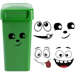 Mülltonnen Aufkleber, 4 Blatt Cartoon-Ausdrücke Aufkleber Mülltonne Karikatur Mülleimer Sticker Augen Und Mund Selbstklebende Dekorative Wandaufkleber (B)