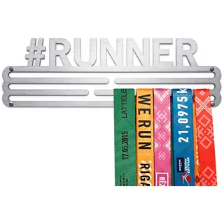 United Medals #Runner Medaillenhalter Running Laufen für 30 Medaillen Aufbewahrung - Läufer Geschenk Marathon Zubehör - Medal Holder Hanger Display Rack - gebürsteter Edelstahl